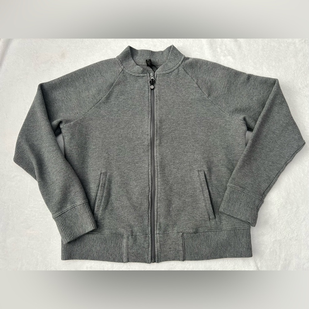 GAIAM Mercer Bomber Gray Ribbed Stretch Active Jacket Women’s Size XL